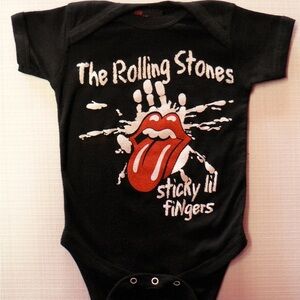 NWT The Rolling Stones Sticky Fingers Black Baby Onesie 18–24 Months